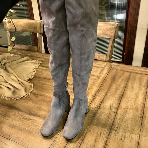 Marc Fisher LTD Arrine Over-the-Knee Faux Suede Boots, color gray, size 5 - Picture 1 of 16